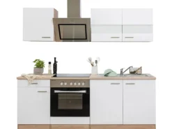Respekta Economy Küchenzeile KB210ESWSC 210 cm -Eiche Sägerau Glänzend< Einbauküchen|Single-Küchen