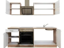 Respekta Economy Küchenzeile KB210ESWSC 210 cm -Eiche Sägerau Glänzend< Einbauküchen|Single-Küchen