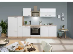 Respekta Herde|Kühlschränke<Economy Küchenzeile KB300ESWSC 300 cm -Eiche Sägerau