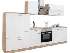 Respekta Herde|Kühlschränke<Economy Küchenzeile KB300ESWSC 300 cm -Eiche Sägerau