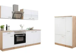 Respekta Herde|Kühlschränke<Economy Küchenzeile KB300ESWSC 300 cm -Eiche Sägerau