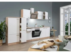 Respekta Herde|Kühlschränke<Economy Küchenzeile KB300ESWSC 300 cm -Eiche Sägerau