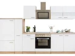 Respekta Herde|Kühlschränke<Economy Küchenzeile KB300ESWSC 300 cm -Eiche Sägerau