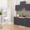Respekta Single-Küchen|Pantryküchen<Economy Küchenzeile  150 cm Grau-Eiche Sägerau Nachbildung