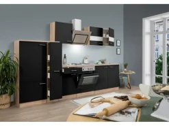 Respekta Herde|Kühlschränke<Economy Küchenzeile KB300ESSS 300 cm -Eiche Sägerau