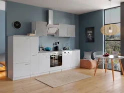 Discount Respekta Economy Küchenzeile KB310WWBSC 310 cm Weiß-Beton Optik