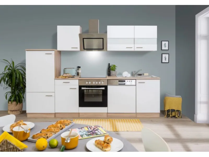 Respekta Gefrierschränke|Herde<Economy Küchenzeile KB280ESWSC 280 cm -Eiche Sägerau