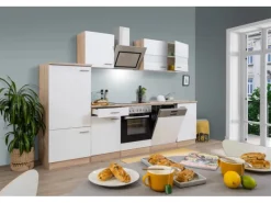 Respekta Gefrierschränke|Herde<Economy Küchenzeile KB280ESWSC 280 cm -Eiche Sägerau