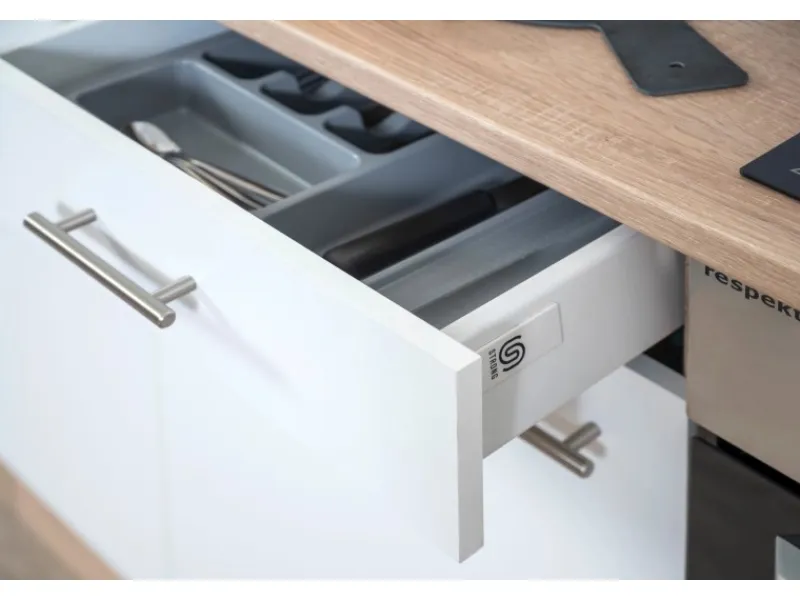 Respekta Gefrierschränke|Herde<Economy Küchenzeile KB280ESWSC 280 cm -Eiche Sägerau