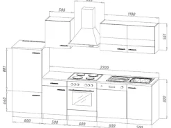 Respekta Gefrierschränke|Herde<Economy Küchenzeile KB280ESWSC 280 cm -Eiche Sägerau