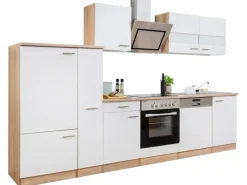 Respekta Economy Küchenzeile KB310ESWSC 310 cm -Eiche Sägerau Weiß