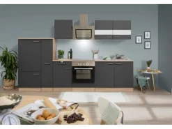 Best Respekta Economy Küchenzeile KB300ESGSC 300 cm -Eiche Sägerau Grau