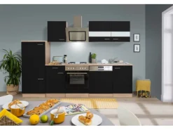 Respekta Economy Küchenzeile KB280ESSS 280 cm -Eiche Sägerau< Herde|Kochfelder