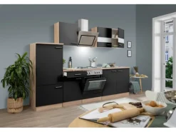 Best Respekta Economy Küchenzeile KB270ESSS 270 cm -Eiche Sägerau Schwarz