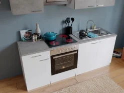 Sale Respekta Economy Küchenzeile KB210WWBSC 210 cm Weiß-Beton Optik