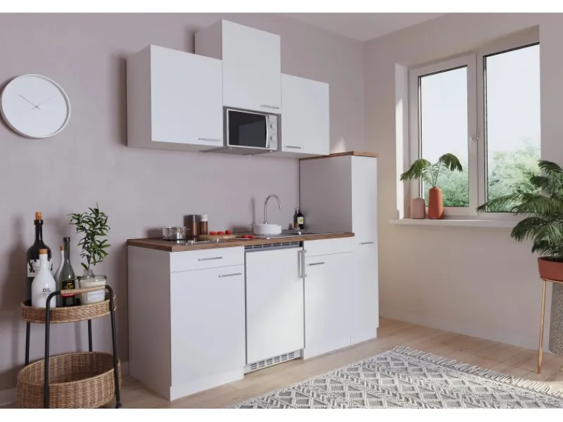 Respekta Single-Küchen|Kühlschränke<Economy Küchenzeile KB180WWMIC 180 cm Weiß