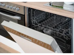 Online Respekta Economy Küchenzeile KB220ESWSC 220 cm -Eiche Sägerau Glänzend Weiß