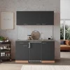 Respekta Single-Küchen|Miniküchen<Economy Küchenzeile KB150BGC 150 cm Grau-Buche