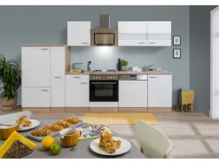 Respekta Herde|Kühlschränke<Economy Küchenzeile KB310ESWS 310 cm -Eiche Sägerau