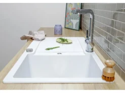 Respekta Granitspülen<Einbauspüle Massivgranit Austin 100 cm x 50 cm Weiß