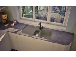 Respekta Einbauspüle Massivgranit Austin 100 cm x 50 cm mit Zusatzbecken Grau
