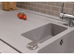 Respekta Einbauspüle Massivgranit Austin 100 cm x 50 cm mit Zusatzbecken Grau