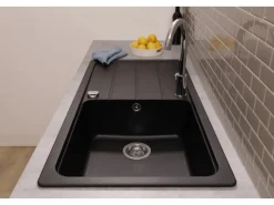 Outlet Respekta Einbauspüle Massivgranit Austin 100 cm x 50 cm Schwarz