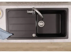 Outlet Respekta Einbauspüle Massivgranit Austin 100 cm x 50 cm Schwarz
