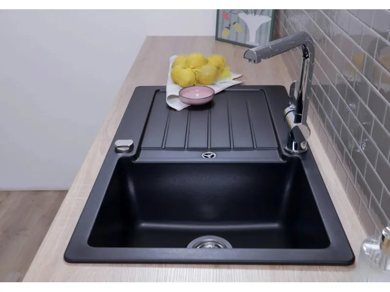 Respekta Granitspülen<Einbauspüle Massivgranit Austin 86 cm x 50 cm Schwarz