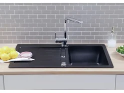 Respekta Granitspülen<Einbauspüle Massivgranit Austin 86 cm x 50 cm Schwarz
