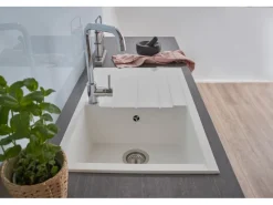 Best Respekta Einbauspüle Mineralite Houston 80 cm x 50 cm Weiß