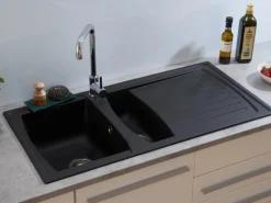 Respekta Granitspülen<Einbauspüle Mineralite Boston mit Restebecken 100 cm x 50 cm