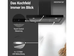 Respekta Wandhauben|Inselhauben<Inselhaube Cara mit Glasfront 65 cm x 89,5 cm x 60 cm Schwarz