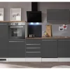Best Respekta Küchenblock Gabriel LBBERP290HWGC ohne E-Geräte 290 cm Grau Hochglanz