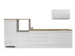 Respekta Einbauküchen|Kühlschränke<Küchenblock Gabriel LBBERP320HWWC ohne E-Geräte 320 cm Weiß Hochglanz