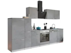 Respekta Kochfelder|Kühlschränke<Küchenblock Malia mit E-Geräten 310 cm Beton Fronten