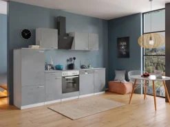 Clearance Respekta Küchenblock Malia mit E-Geräten 280 cm Beton Fronten