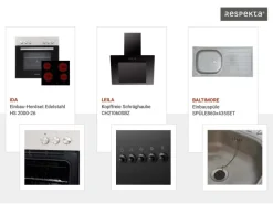 Respekta Kochfelder|Einbauküchen<Küchenblock Malia mit E-Geräten 240 cm Beton Fronten