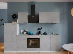 Best Respekta Küchenblock Malia mit E-Geräten 270 cm Beton Fronten
