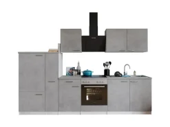 Outlet Respekta Küchenblock Malia mit E-Geräten 300 cm Beton Fronten