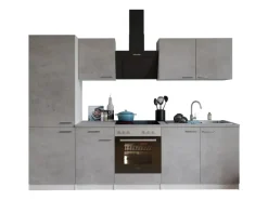 Respekta Kochfelder|Kühlschränke<Küchenblock Malia 270 cm Beton Fronten inkl. Kühl-/ Gefrierkombination