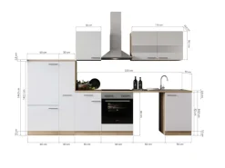 Clearance Respekta Küchenblock Merle 310 cm Eiche mit Waschmaschinen-Nische Weiß