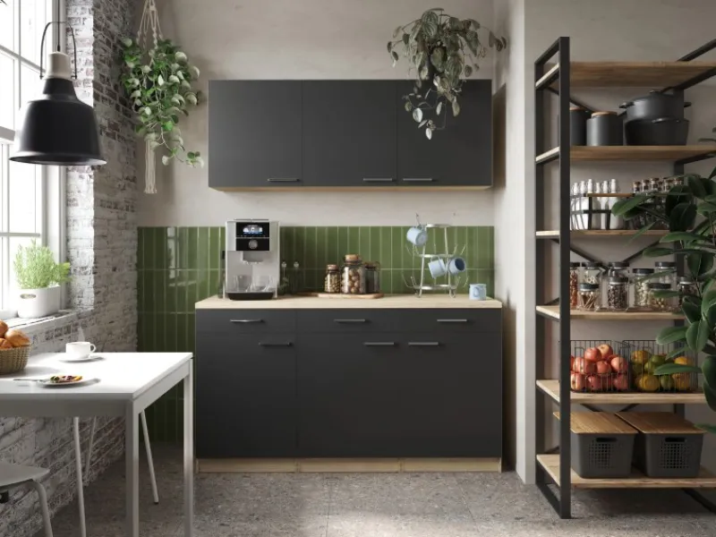 Hot Respekta Küchenmöbel-Set 12 Merle 150 cm Schwarz