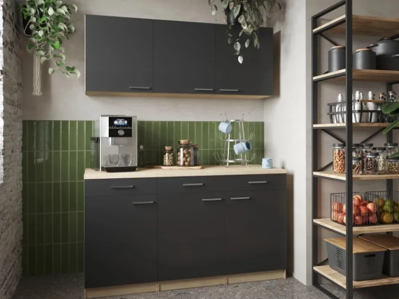 Hot Respekta Küchenmöbel-Set 12 Merle 150 cm Schwarz