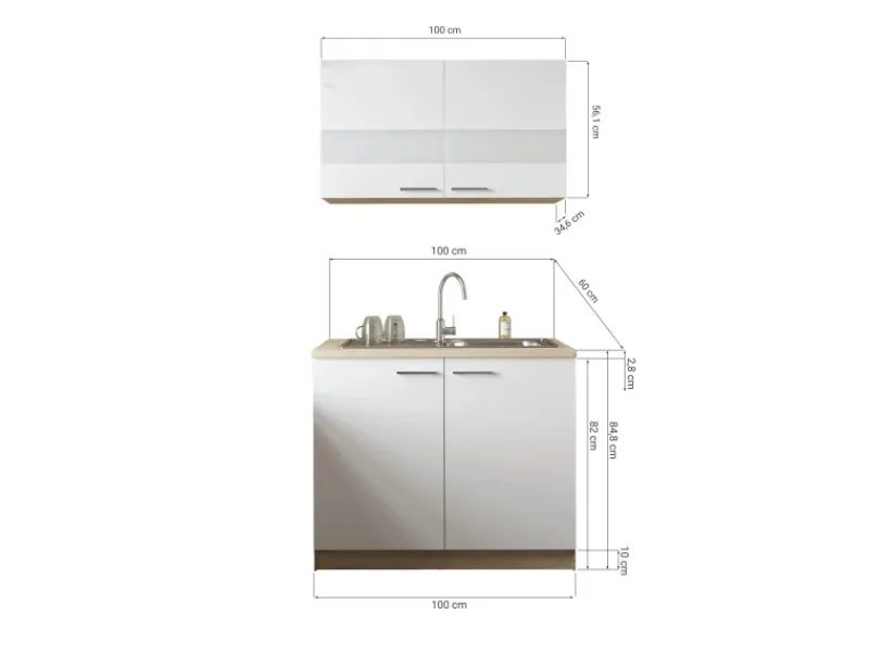 New Respekta Küchenmöbel-Set 1 Merle 100 cm Grau