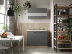 New Respekta Küchenmöbel-Set 1 Merle 100 cm Grau