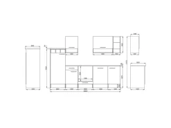 Discount Respekta Küchenzeile 280 cm -Wildeiche Nachbildung Grau