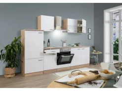 New Respekta Küchenzeile 270 cm Eiche Sägerau Weiß