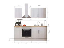 Respekta Küchenzeile Anton LBBERP210LHWC ohne E-Geräte 210 cm Lärche Weiß< Einbauküchen