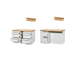 Respekta Küchenzeile Gabriel 320 cm mit Kücheninsel Weiß Hochglanz< Kücheninseln|Inselhauben